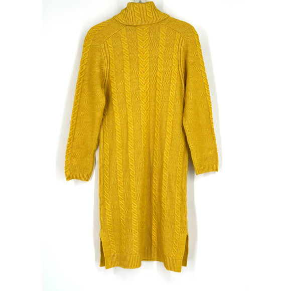 Ann Taylor Cable Knit Sweater Dress XXSP Turtleneck Golden Yellow NWT - Picture 2 of 10